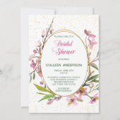 Rosa Cherry Blossom Gold Frame Brautparty Einladung (Vorderseite)