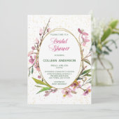 Rosa Cherry Blossom Gold Frame Brautparty Einladung (Stehend Vorderseite)