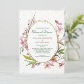 Rosa Cherry Blossom Goldrahmen Probe Abendessen Einladung (Stehend Vorderseite)