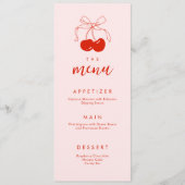 Rosa-Cherry-Brautparty Menükarte (Vorderseite)