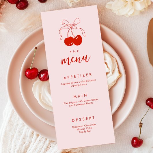 Rosa-Cherry-Brautparty Menükarte
