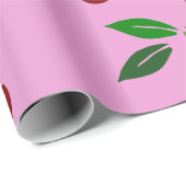 Rosa Cherry Fruchtleaf Farbe WP Geschenkpapier (Rolleneckpunkt)