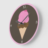 Rosa Cherry Ice Creme Große Wanduhr (Winkel)