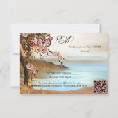 Rosa Cherry Tree Ocean Butterfly Wedding RSVP Card Einladung (Rückseite)