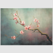 Rosa CherryBlossom Baumzweig Türkisgrüner Himmel Seidenpapier (Vorderseite)