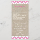 Rosa Chevron auf Jute-Hochzeitsprogramm Programm (Rückseite)