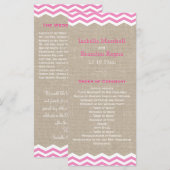 Rosa Chevron auf Jute-Hochzeitsprogramm Programm (Vorne/Hinten)