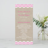 Rosa Chevron auf Jute-Hochzeitsprogramm Programm (Stehend Vorderseite)