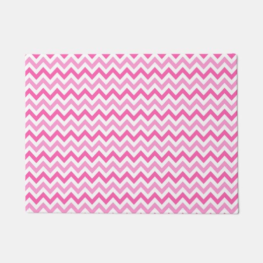Rosa Chevron-Brustkrebs-Bewusstseinsmuster Fußmatte (Vorderseite)