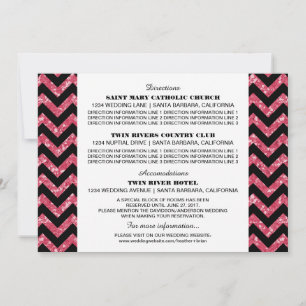 Rosa Chevron Glitter Informationskarte Einladung