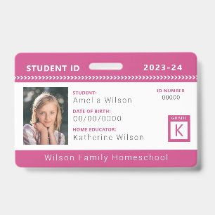 Rosa Chevron-Homeschool-Schülerausweis Ausweis