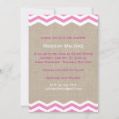 Rosa Chevrons auf Burlap Bat Mitzvah Einladung (Vorderseite)