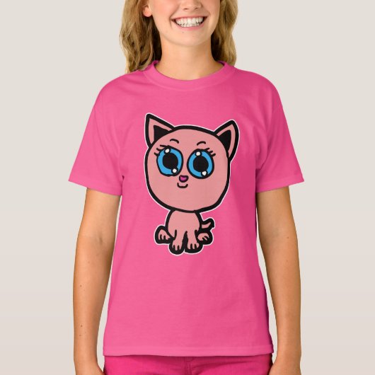 Rosa Chibi-Kätzchen T-Shirt (Vorderseite)