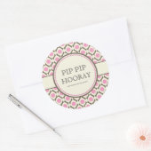 Rosa Chic Brautparty Dessert Tafelmarke Runder Aufkleber (Umschlag)