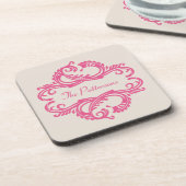 Rosa Chic Damast-Set Untersetzer (Linke Seite)