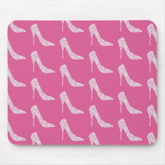 Rosa Chic Diamant High Heel Schuhe Mousepad (Vorne)