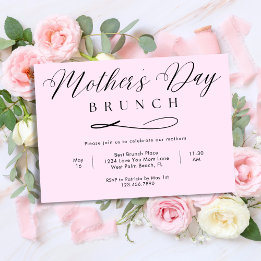 Rosa Chic Einfache Schrift Muttertags-Brunch Einladung