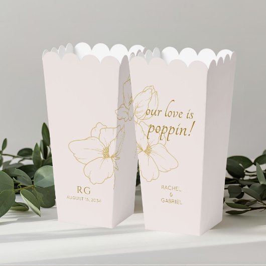 Rosa | Chic Floral Couple Popcorn Fevor Box Geschenkschachtel