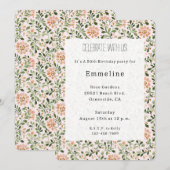 Rosa Chic Floral Geburtstag Einladung (Vorne/Hinten)