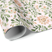 Rosa Chic Floral Geburtstag Geschenkpapier (Rolleneckpunkt)