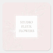 Rosa | Chic Floral Label Quadratischer Aufkleber (Vorderseite)