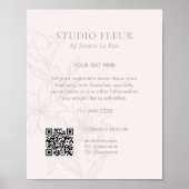 Rosa | Chic Floral Text Promotion QR Poster (Vorne)