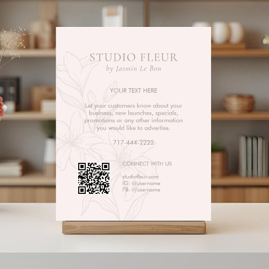 Rosa | Chic Floral Text Promotion QR Poster