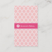 Rosa Chic marokkanisches Gitter Custom Monogram Visitenkarte (Rückseite)