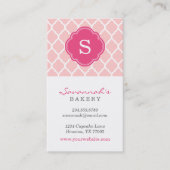 Rosa Chic marokkanisches Gitter Custom Monogram Visitenkarte (Vorderseite)