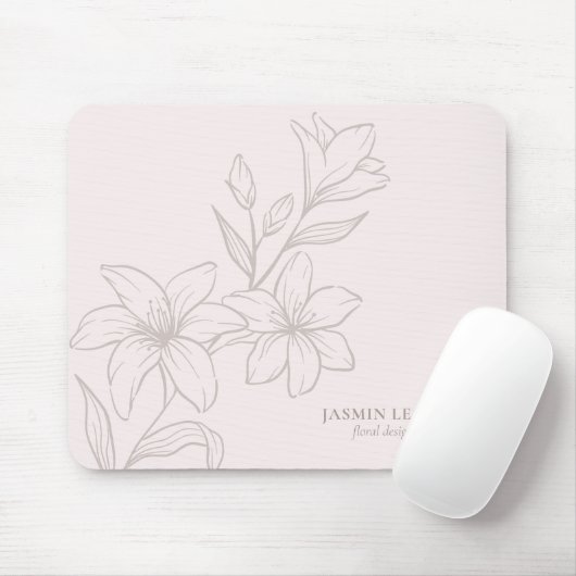 Rosa | Chic Minimal Floral Mousepad (Mit Mouse)