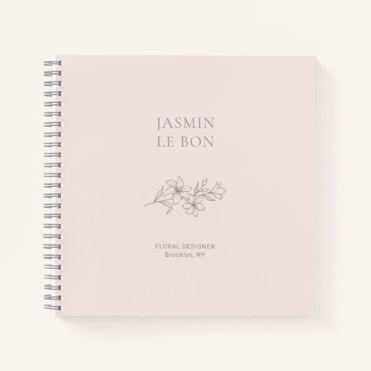 Rosa | Chic Minimalistisch Floral Notizblock (Vorderseite)