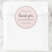 Rosa Chic Script Danke für Ihren Einkauf Runder Aufkleber (Tasche)