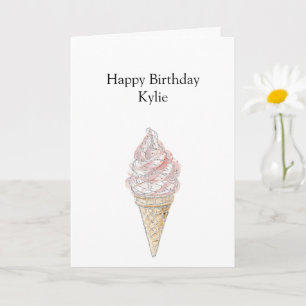 Rosa Chic Silver Ice Creme Cone Geburtstag Karte