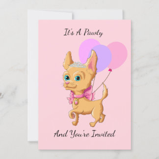 Rosa Chihuahua Prinzessin Einladung zur Geburtstag