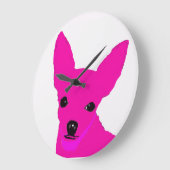 Rosa Chihuahua-Uhr Große Wanduhr (Winkel)
