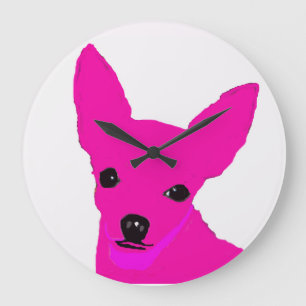 Rosa Chihuahua-Uhr Große Wanduhr