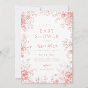 Rosa Chinesische Toile-Baby-Party Einladung