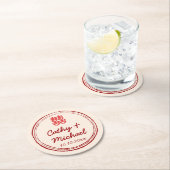 Rosa chinesisches Hochzeitslogo für doppelte Brief Runder Pappuntersetzer (Vor Ort)