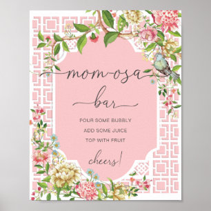 Rosa Chinoiserie-Baby-Shower Mom-osa-Bar-Schild Poster