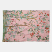 Rosa Chinoiserie Bird Schöne Landschaft Geschirrtuch (Horizontal)