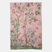 Rosa Chinoiserie Bird Schöne Landschaft Geschirrtuch (Vertikal)
