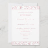 Rosa Chinoiserie Bird Wappen Border Wedding Einladung (Vorderseite)