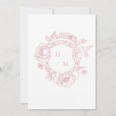 Rosa Chinoiserie Bird Wappen Border Wedding Einladung (Rückseite)