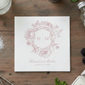 Rosa Chinoiserie Bird Wappen Wedding Serviette