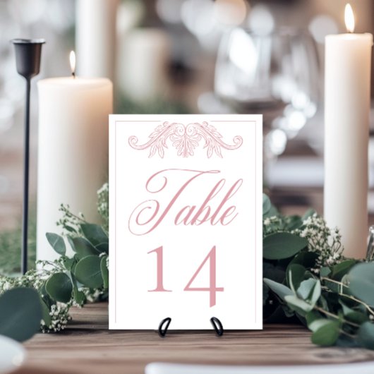 Rosa Chinoiserie Bird Wappen Wedding Tischnummer