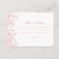 Rosa Chinoiserie-Blumen-Rezept-Einladung zum Teile