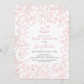 Rosa Chinoiserie Blumendusche Einladung, Einladung (Vorne/Hinten)