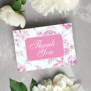 Rosa Chinoiserie-Blumenmuster französische Toile Dankeskarte