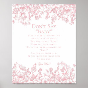Rosa Chinoiserie Dont Say Baby Shower Spiel Poster