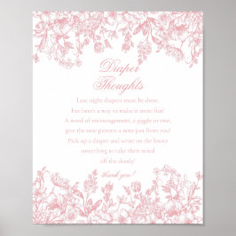 Rosa Chinoiserie Flora Windel Gedanken Baby Shower Poster